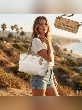 2011 Coach Gallery 3-Color Signature Sateen Tote - D1126-F17881 W/ Charm